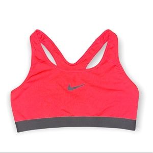 Neon coral Nike sports bra